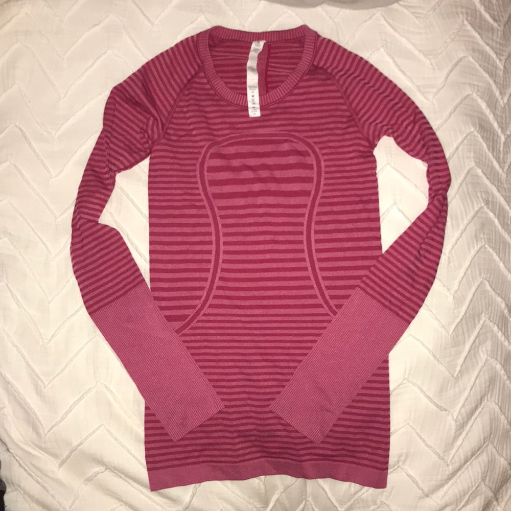 NEW lululemon pink striped swiftly longsleeve